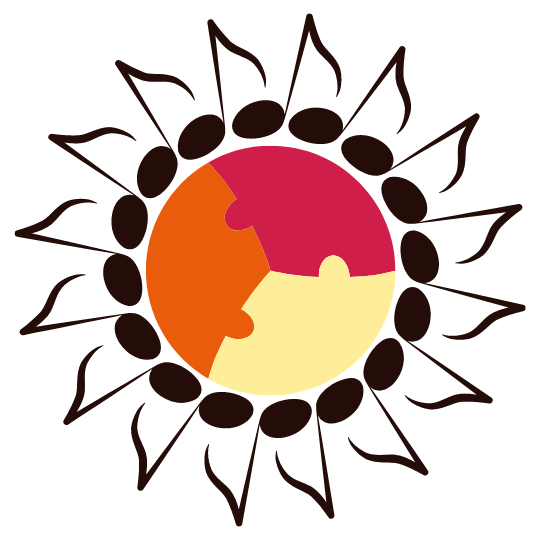 Eine Sonnenblume mit einem Puzzleteil in der Mitte.