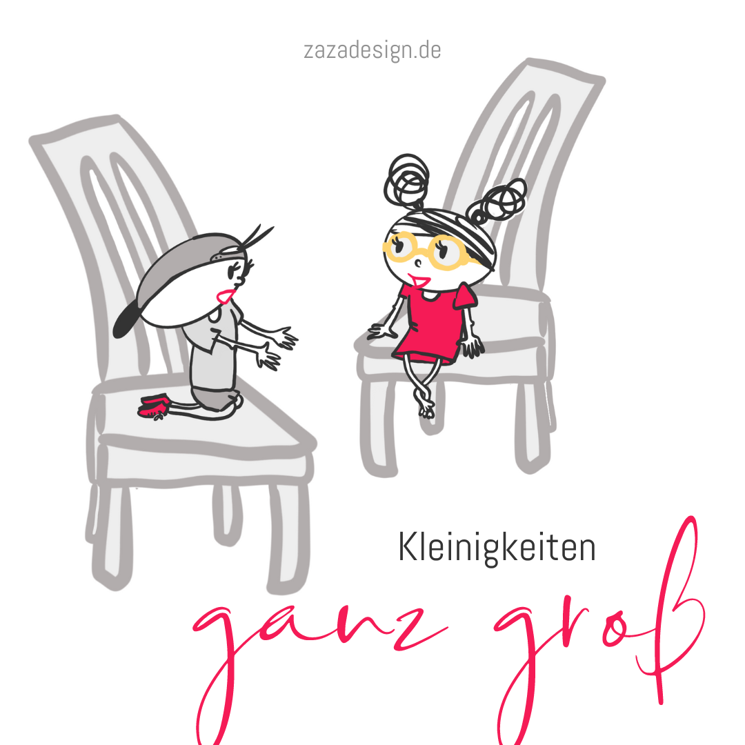 Illustration von zwei Cartoon-Figuren, die auf Stühlen sitzen.