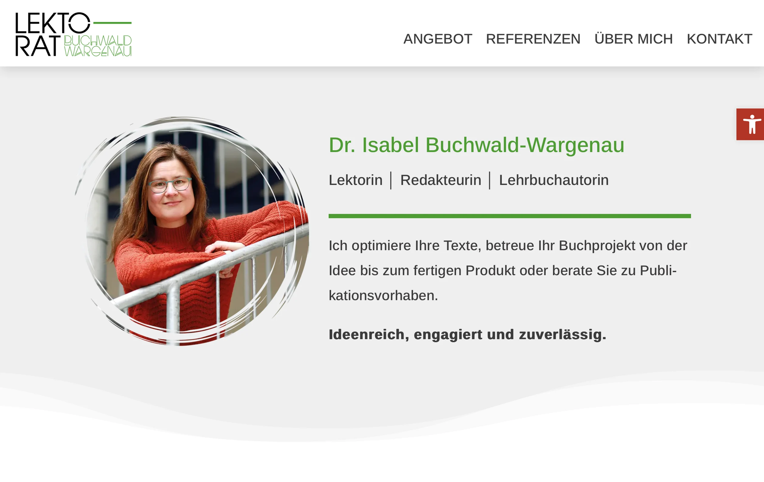 Lektorat Isabel Buchwald-Wargenau - Screenshot der Startseite