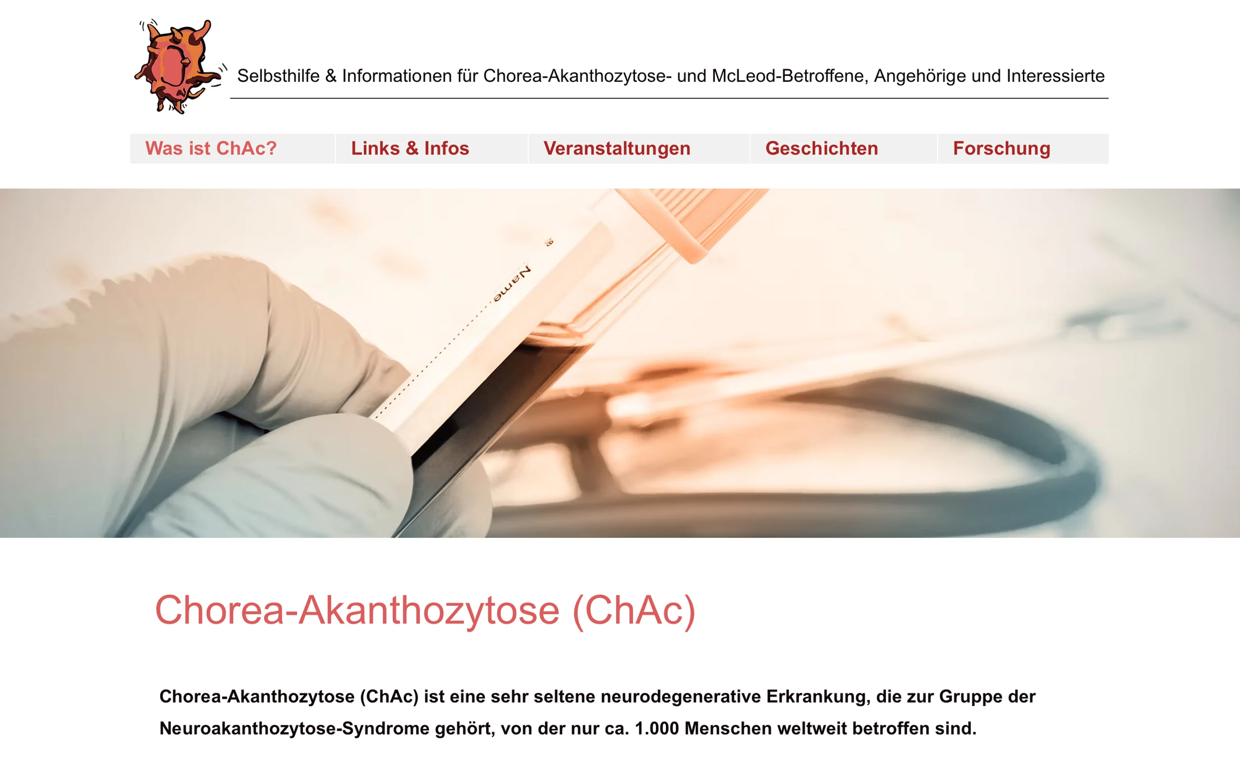 Startseite der Selbsthilfegruppe zur Chorea Akanthozytose