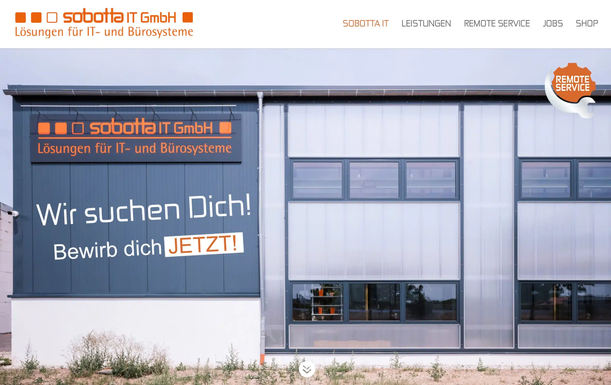 Screenshot der Startseite der Website der sobotta IT